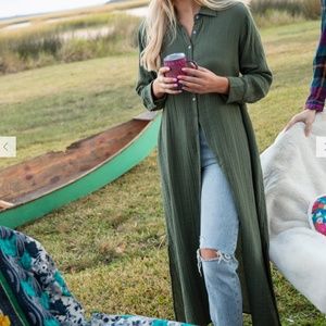 Natural Life Gauze Shirt Dress/Olive